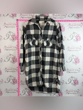 Wilfred free dress button up checkered soft Black and White Plaid Midi Dress